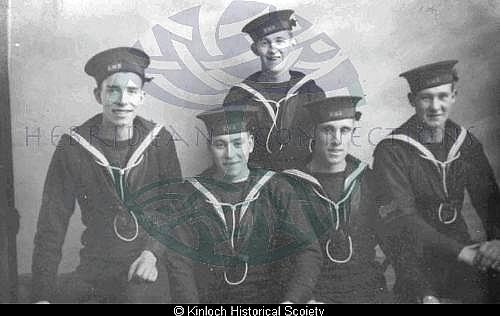 George Macmillan, 4 Keose Glebe with a group of men in the Royal Navy Patrol Service