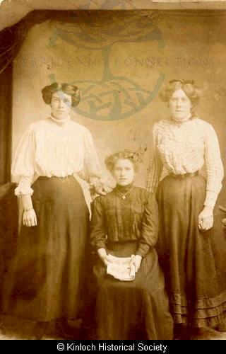 Studio portrait of three women from Kinloch