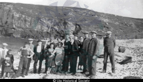 Group of villagers on beach at Aird Uig.